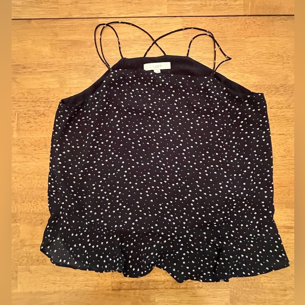 LOFT Black and White Spotted Camisole